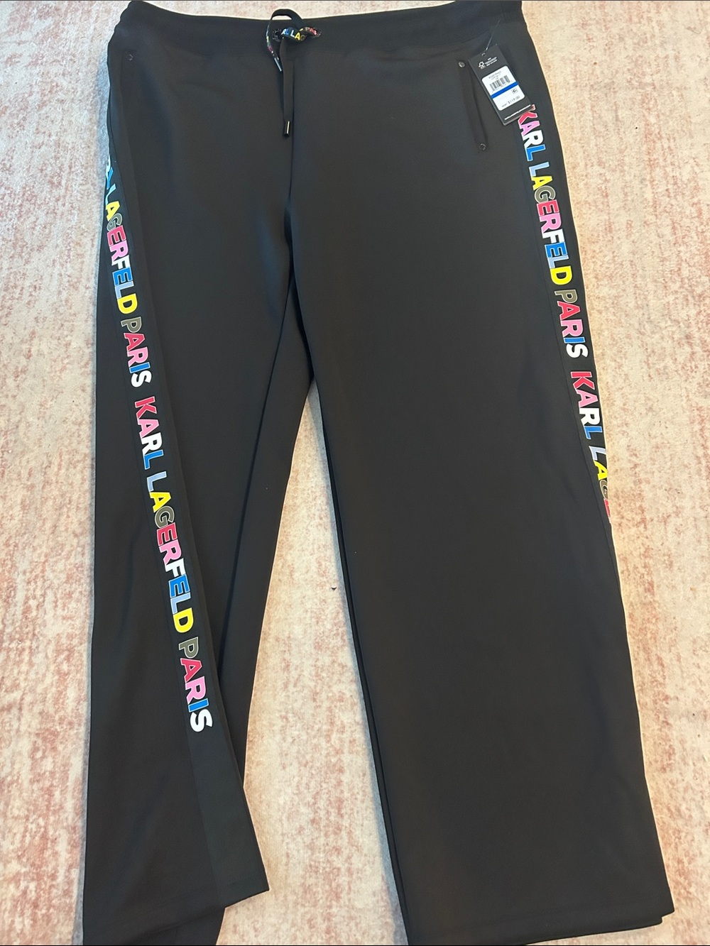 Karl Lagerfeld women Black Joggers with Multicolor Logo Tape